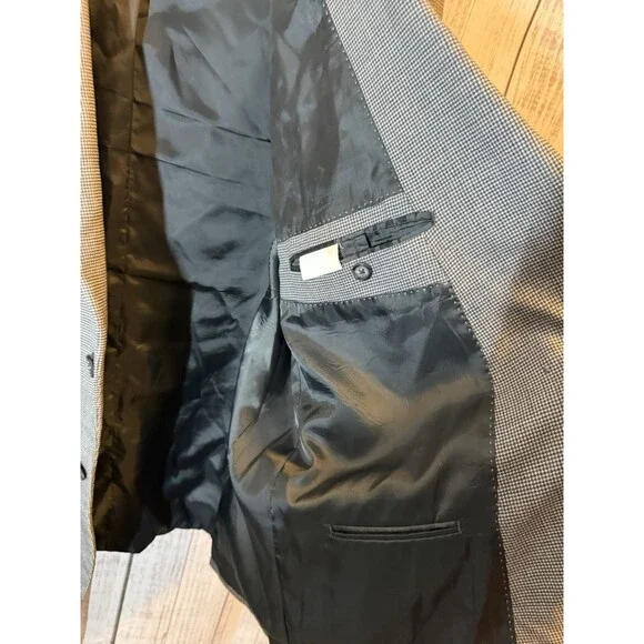 Kenneth Cole Men’s Suit Coat 48 Regular 100% Wool Houndstooth - Picture 4 of 6